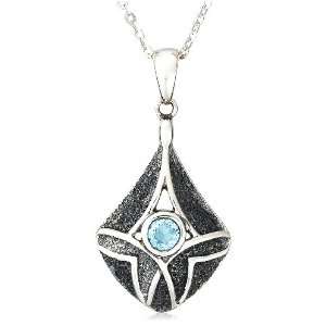  Sterling Silver Bell Shaped Celtic Blue Topaz Pendant with 