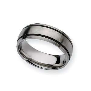   Stainless Steel Black Accent 8mm Satin Band Size 11 Jewelry