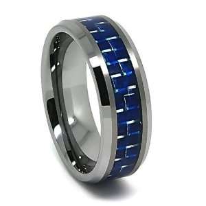 Blue Chip Unlimited   Unisex 8mm Tungsten Carbide with Blue Carbon 