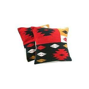  Alpaca wool cushion covers, Starlight on Red