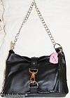 New She & Josh Black Leather Handbag w Silver Chain Str