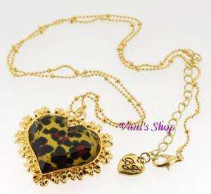 BETSEY JOHNSON Jewelry Leopard heart Necklace,come in gift box  
