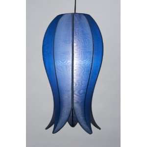   Silk Hanging Lamp   Flowering Lotus   Sky Blue
