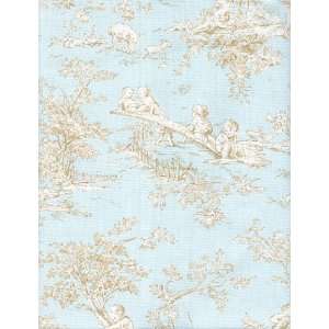  Toile Blue Upholstery Fabric by the Yard Arts, Crafts 