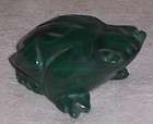 AWESOME Older Small Hand Carved REAL Green MALACHITE FROG FIGURINE 