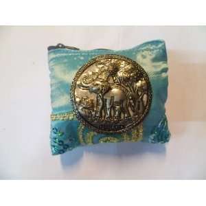  Thai Cloth with Elephant Pattern Coin and Banknote Bag 