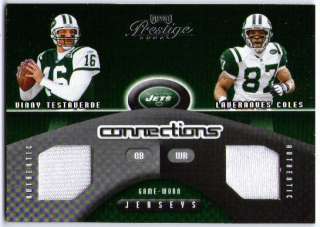 Testaverde Coles 2002 Playoff Prestige Connections Jersey /500 Card NY 