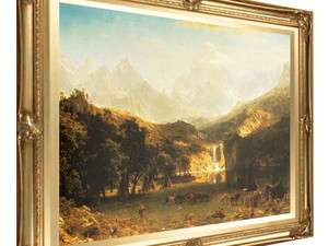BIERSTADT ROCKY MOUNTAINS X LARGE FRAMED CANVAS REPRO  