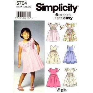  Simplicity 5704 Sewing Pattern Girls Dress Bodice Sleeve 