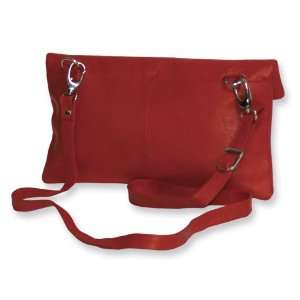 Red Leather Fold Over Cross Body Bag Jewelry