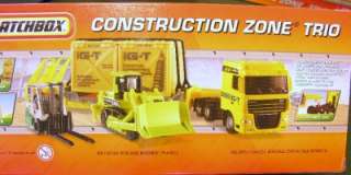 Matchbox Construction Zone Trio Big Rig Hauler, Bulldozer, Fork Lift 