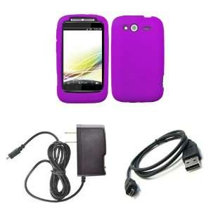HTC Wildfire S (T Mobile) Premium Combo Pack   Purple Silicone Soft 