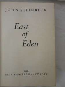 EAST OF EDEN John Steinbeck FIRST EDITION, FIRST PRINTING 1952 