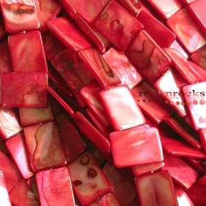  RUBY RED TENNESSEE RIVER SHELL RECTANGLE BEADS 16 Arts 