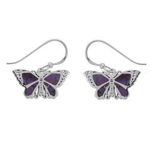   Boma Sterling Silver & Purple Turquoise Butterfly Earrings Boma