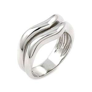 High Polished Sterling Silver Ferroni Double Wave Ring   RingSize 6