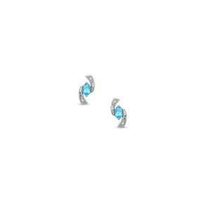 ZALES Oval Blue Topaz and Diamond Accent Boomerang Earrings in 10K 