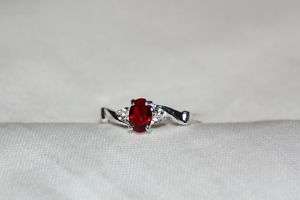 Sterling Silver Ring~Ruby Red~July Birthstone  