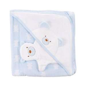   Hooded Teddy Bear Bath Towel & Mitt 2pc Set Infant Boy One Size Baby