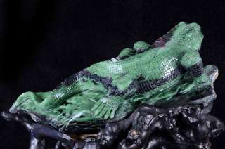   48Lb) Natural Ruby Zoisite Lizard Sculpture, Stone Carving #V56  