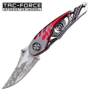   Born Free Spring Assisted Motorcycle Knife   Red
