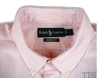 NWT Polo Ralph Lauren Pink Seersucker Shirt LT L Tall  