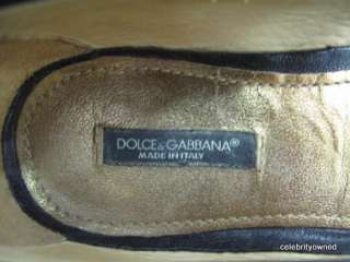 Dolce & Gabbana Black Leather Ribbon Bow Floats 35.5  