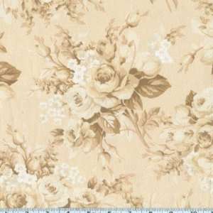  44 Wide Sachet Flannel Tonal Roses Natural Fabric By The 