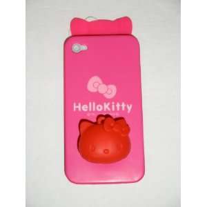  Kitty (Hot Pink) Flexible Plastic Case Back Cover With Bow & Soft 