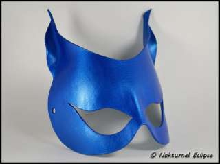 Blue Catwoman Leather Mask Batgirl Super Hero Cat Halloween Costume 