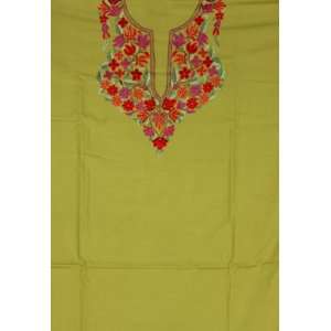   Salwar Suit from Kashmir with Crewel Embroidered Flowers   Pure Cotton