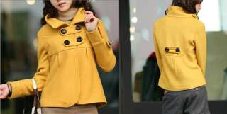 Women’s Korean Fashion Fit Slim Woolen Collar Jacket Turtleneck Coat 