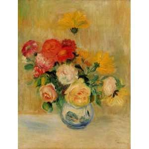 Oil Painting Vase of Roses and Dahlias Pierre Auguste Renoir Hand Pa 