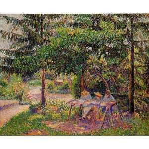 Oil Painting Children in a Garden at Eragny Camille Pissarro Hand Pa 