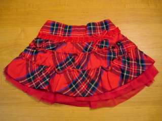 Childrens Place Red Plaid Tiered Skirt 3T New  