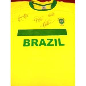  Brazil Multi Hand Signed Autographed Soccer Jersey 