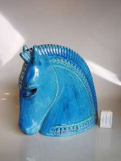 Large Rimini Blue horse head, Aldo Londi for Bitossi, Italy  