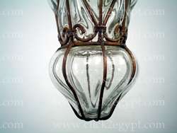 Old French Style Clear Glass Wrought Iron Hanging Lamp  