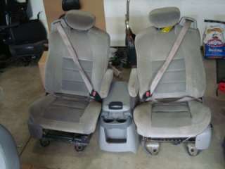 1999 2010 FORD F250 F350 FRONT SEATS GREY CLOTH W/ CENTER CONSOLE 