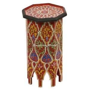  Dari Hand painted Side Table, Red