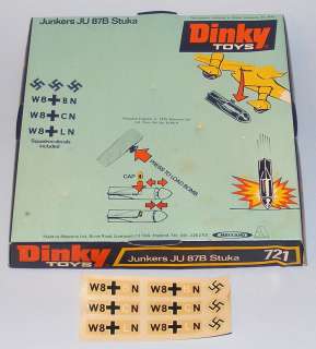 Dinky Toys #721 Junkers Ju 87B Stuka *RARE YELLOW PROP*  