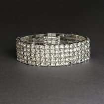   Bracelet 5 row Silver Tone   Ideal for Wedding, Prom, Party or Pageant