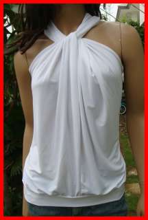 Thai Boho clubwear fashion satin sexy blouse shirt top women white S 4 