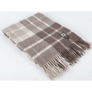   Plush Alpaca Wool Blanket with Plaid Scottish Pattern