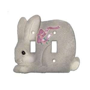   cover   Gray bunny, double decorative switch plate