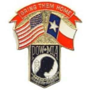  American POW & Texas Flags Pin 1 1/4 Arts, Crafts 