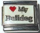 LOVE MY BULLDOG 9mm ENAMEL ITALIAN CHARM BRACELET LINK PET DOG RED 