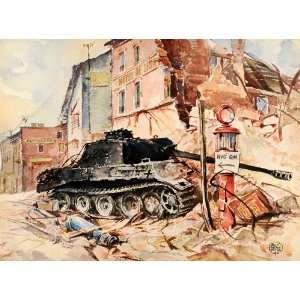   Battle Tiger 88 Gun Warfare Art   Original Color Print