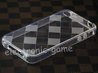 Clear Argyle Soft Rubber Gel TPU Case for Iphone 4 4G  
