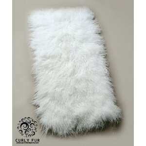  2 X 4 Tibetan / Mongolian Lamb Fur Rug White